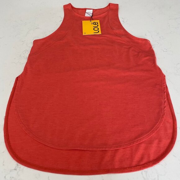 Lole Performance Wool Racer Back Hi Low Tank Top Paprika Orange Sz S NWT - Picture 2 of 13